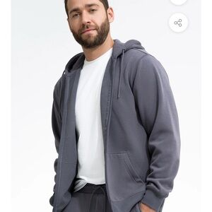Men's Gray Stretch Fleece Zip-Up Hoodie